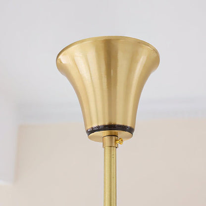 Modern Glass & Brass Hurricane-Style Ceiling Chandelier