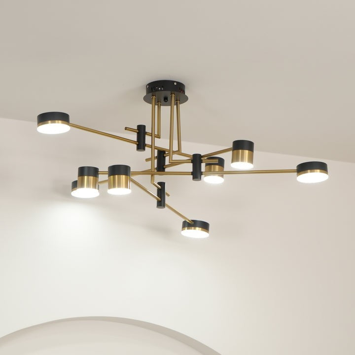 Modern Gold & Black LED Spider Chandelier