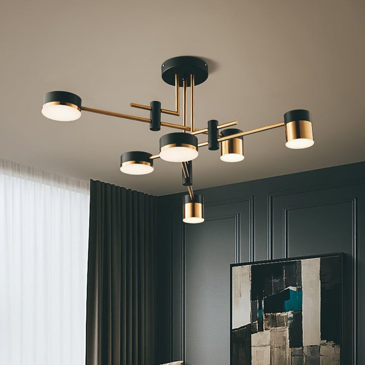 Modern Gold & Black LED Spider Chandelier