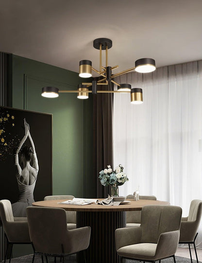 Modern Gold & Black LED Spider Chandelier