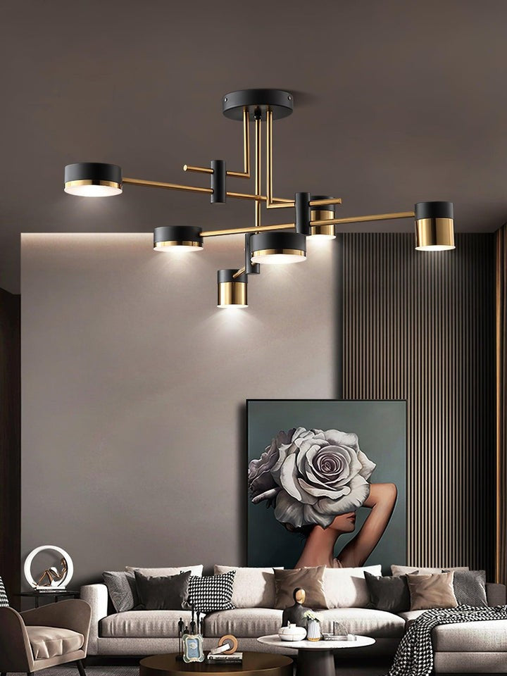 Modern Gold & Black LED Spider Chandelier