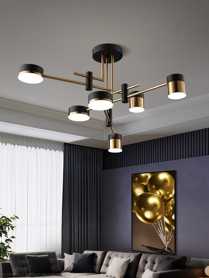 Modern Gold & Black LED Spider Chandelier