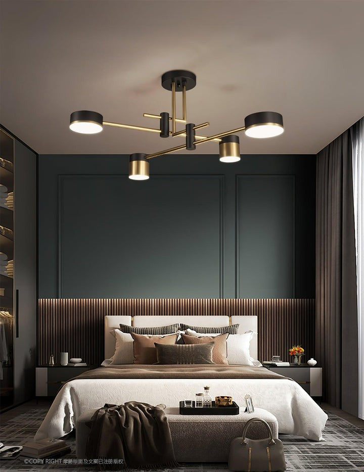 Modern Gold & Black LED Spider Chandelier