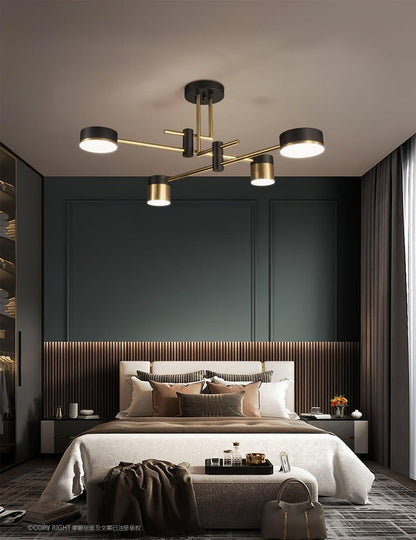Modern Gold & Black LED Spider Chandelier