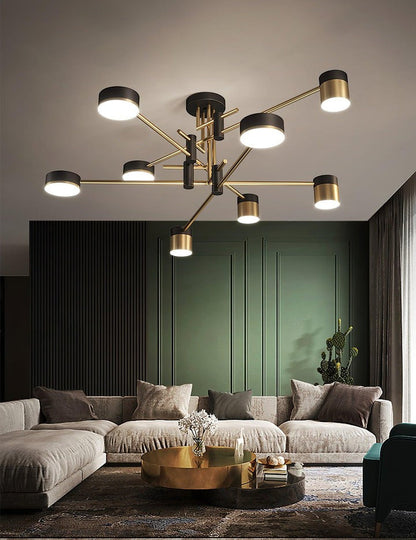 Modern Gold & Black LED Spider Chandelier