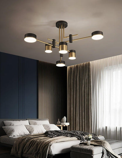 Modern Gold & Black LED Spider Chandelier