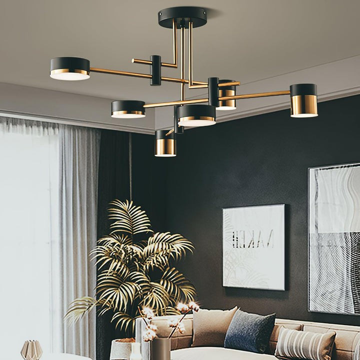 Modern Gold & Black LED Spider Chandelier