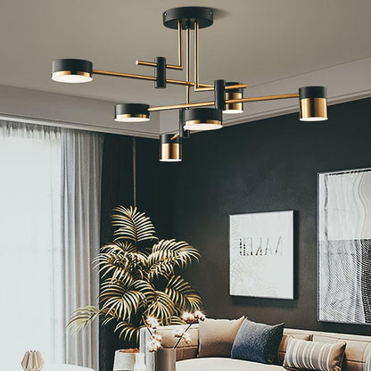 Modern Gold & Black LED Spider Chandelier