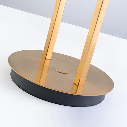 Modern Gold Table Lamp with Geometric Accents and White Shade