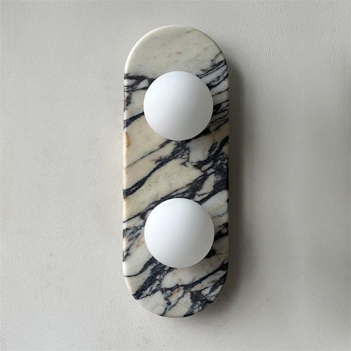 Modern Marble Wall Sconce with Dual Glass Shades