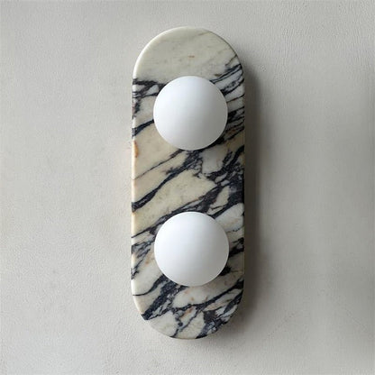 Modern Marble Wall Sconce with Dual Glass Shades