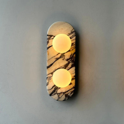 Modern Marble Wall Sconce with Dual Glass Shades