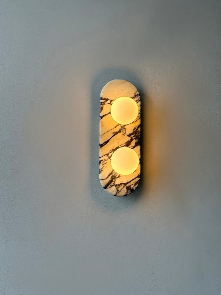 Modern Marble Wall Sconce with Dual Glass Shades