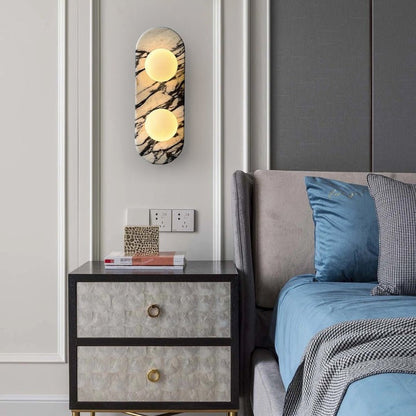 Modern Marble Wall Sconce with Dual Glass Shades