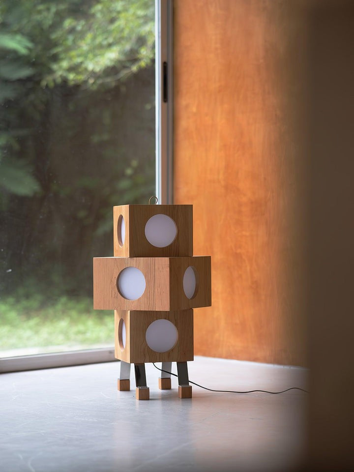 Modern Robotic Cherry Wood Floor Lamp