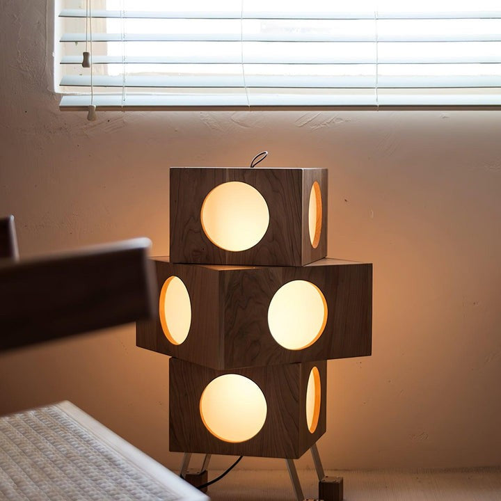 Modern Robotic Cherry Wood Floor Lamp