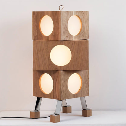 Modern Robotic Cherry Wood Floor Lamp