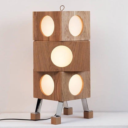 Modern Robotic Cherry Wood Floor Lamp