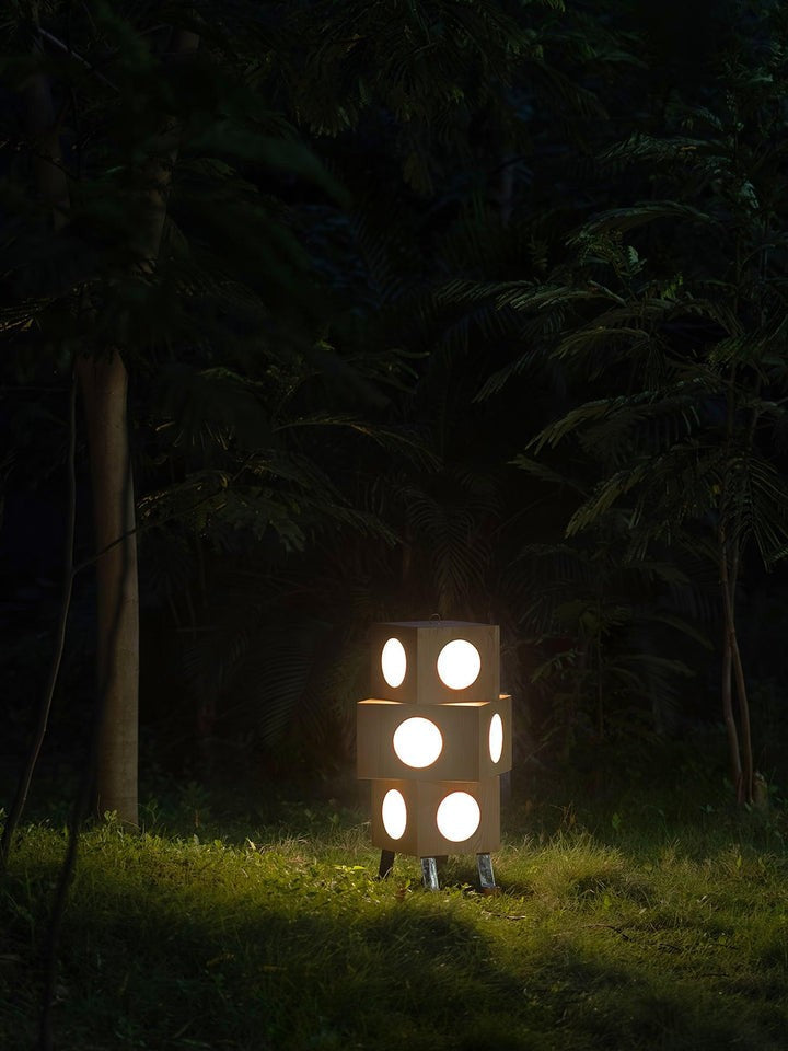 Modern Robotic Cherry Wood Floor Lamp