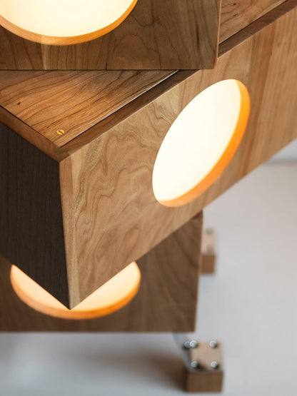 Modern Robotic Cherry Wood Floor Lamp