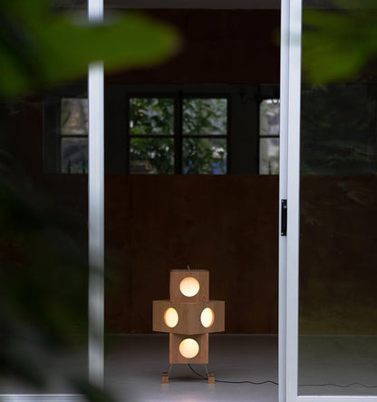 Modern Robotic Cherry Wood Floor Lamp