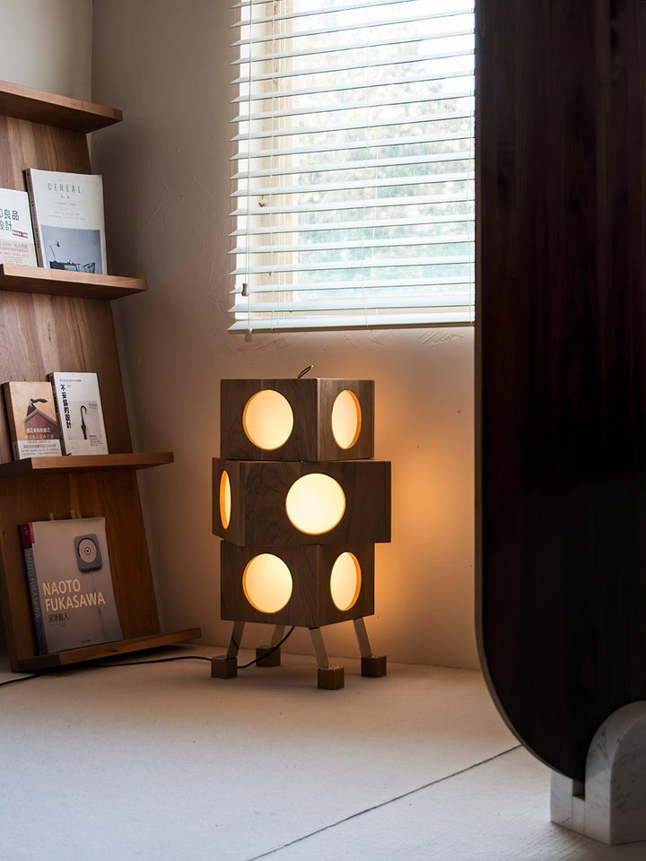Modern Robotic Cherry Wood Floor Lamp