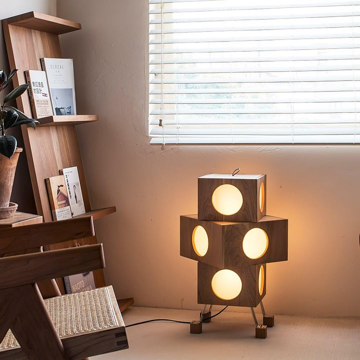 Modern Robotic Cherry Wood Floor Lamp