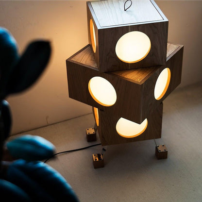 Modern Robotic Cherry Wood Floor Lamp