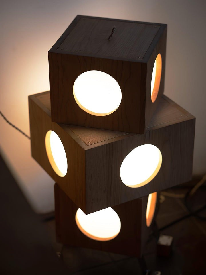 Modern Robotic Cherry Wood Floor Lamp