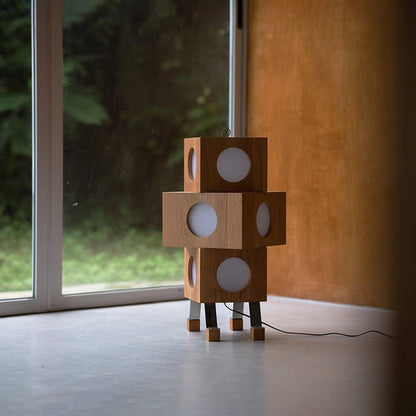 Modern Robotic Cherry Wood Floor Lamp