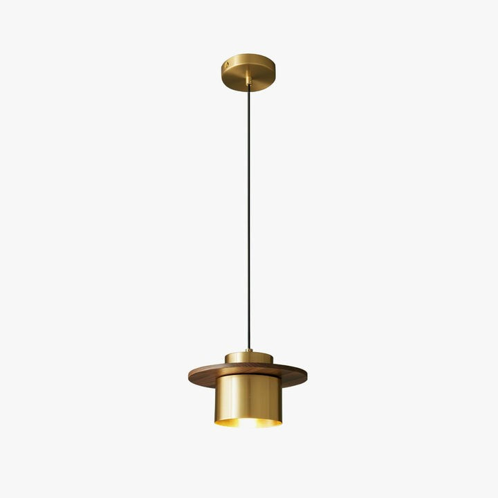 Modern Walnut & Brass LED Pendant Light