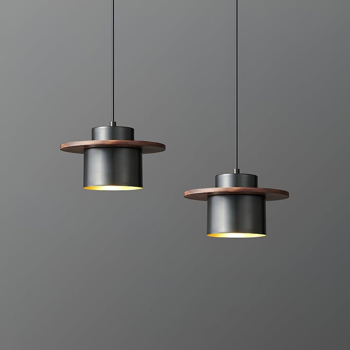 Modern Walnut & Brass LED Pendant Light