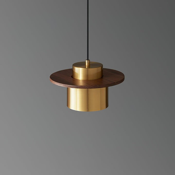 Modern Walnut & Brass LED Pendant Light