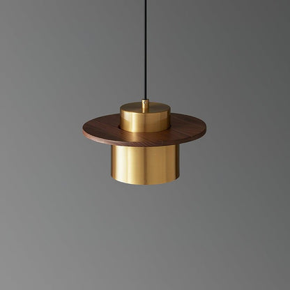 Modern Walnut & Brass LED Pendant Light