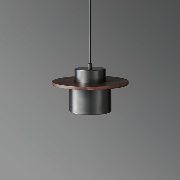 Modern Walnut & Brass LED Pendant Light