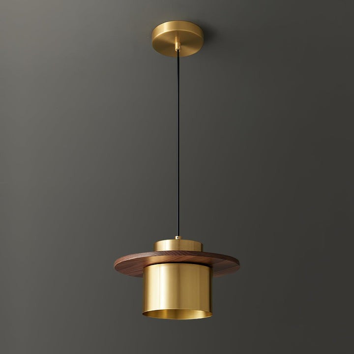 Modern Walnut & Brass LED Pendant Light