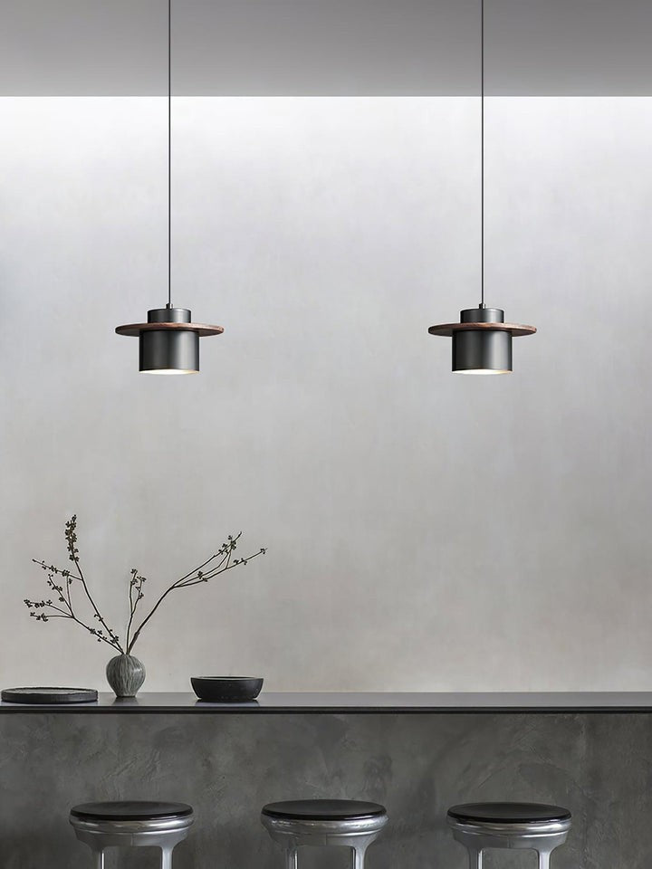 Modern Walnut & Brass LED Pendant Light