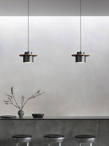 Modern Walnut & Brass LED Pendant Light