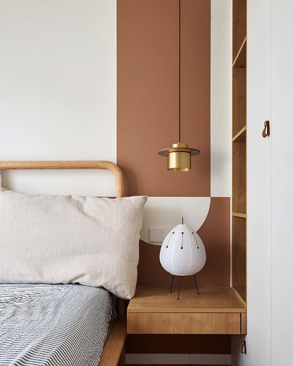 Modern Walnut & Brass LED Pendant Light