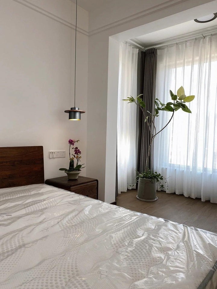 Modern Walnut & Brass LED Pendant Light