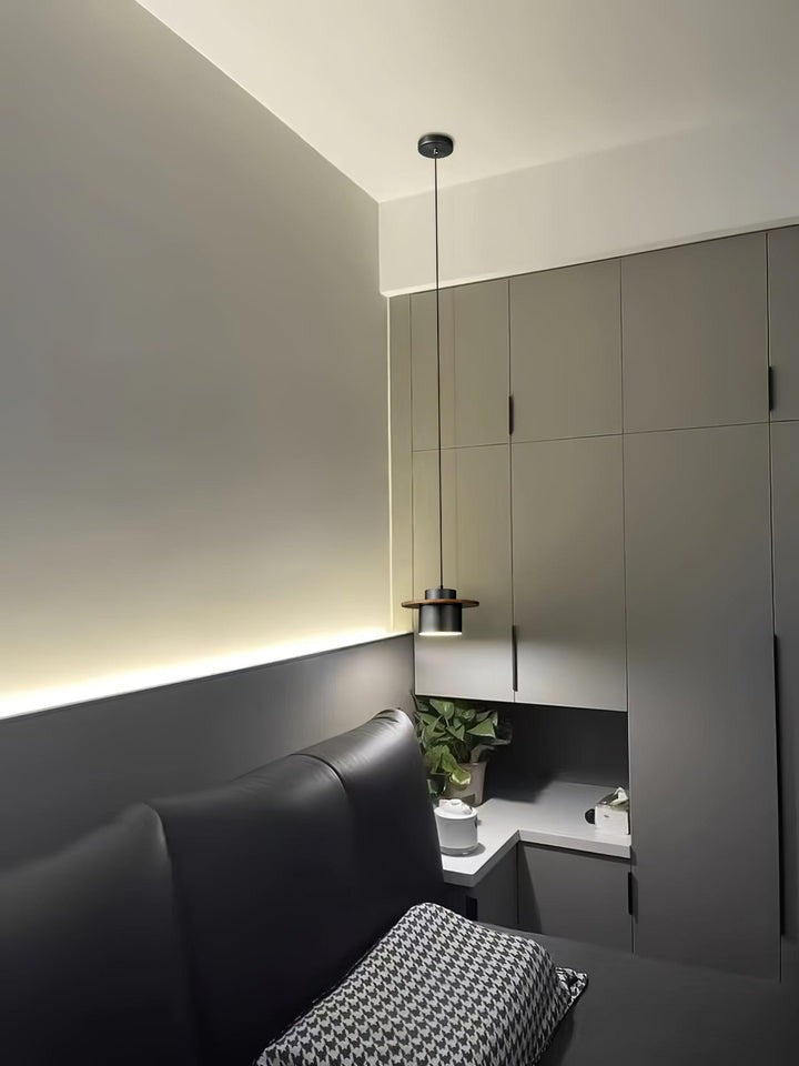Modern Walnut & Brass LED Pendant Light