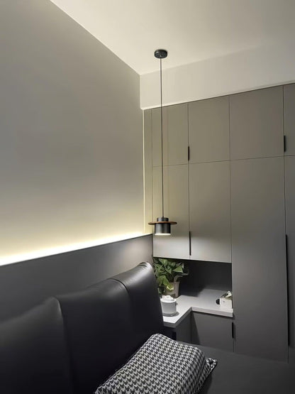 Modern Walnut & Brass LED Pendant Light