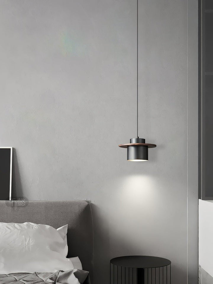 Modern Walnut & Brass LED Pendant Light