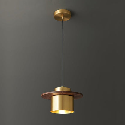 Modern Walnut & Brass LED Pendant Light