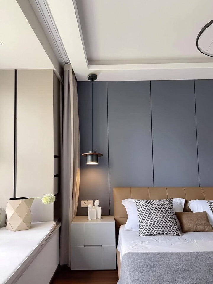 Modern Walnut & Brass LED Pendant Light