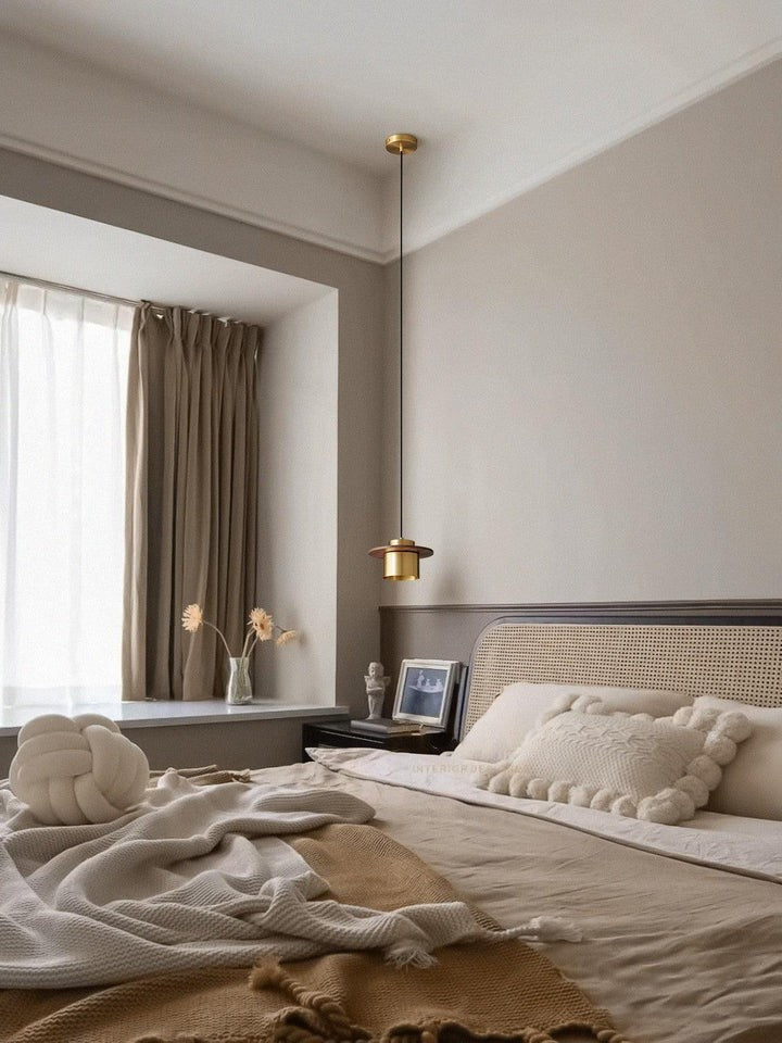 Modern Walnut & Brass LED Pendant Light