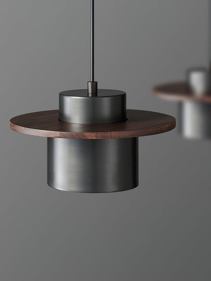 Modern Walnut & Brass LED Pendant Light