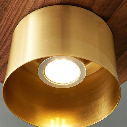 Modern Walnut & Brass LED Pendant Light