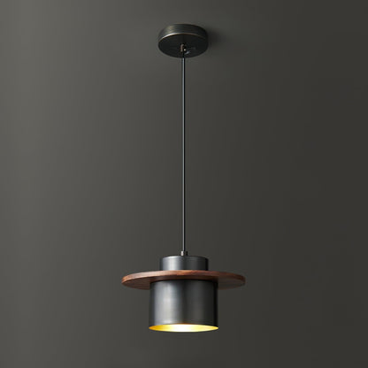 Modern Walnut & Brass LED Pendant Light