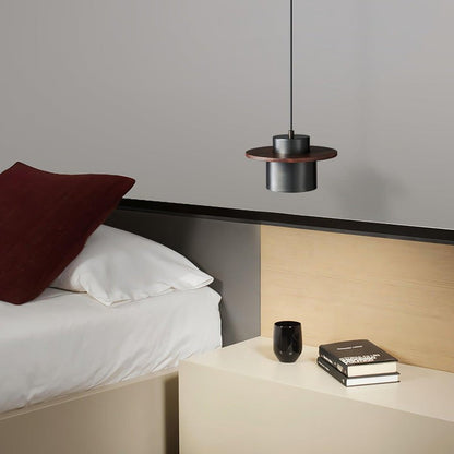 Modern Walnut & Brass LED Pendant Light